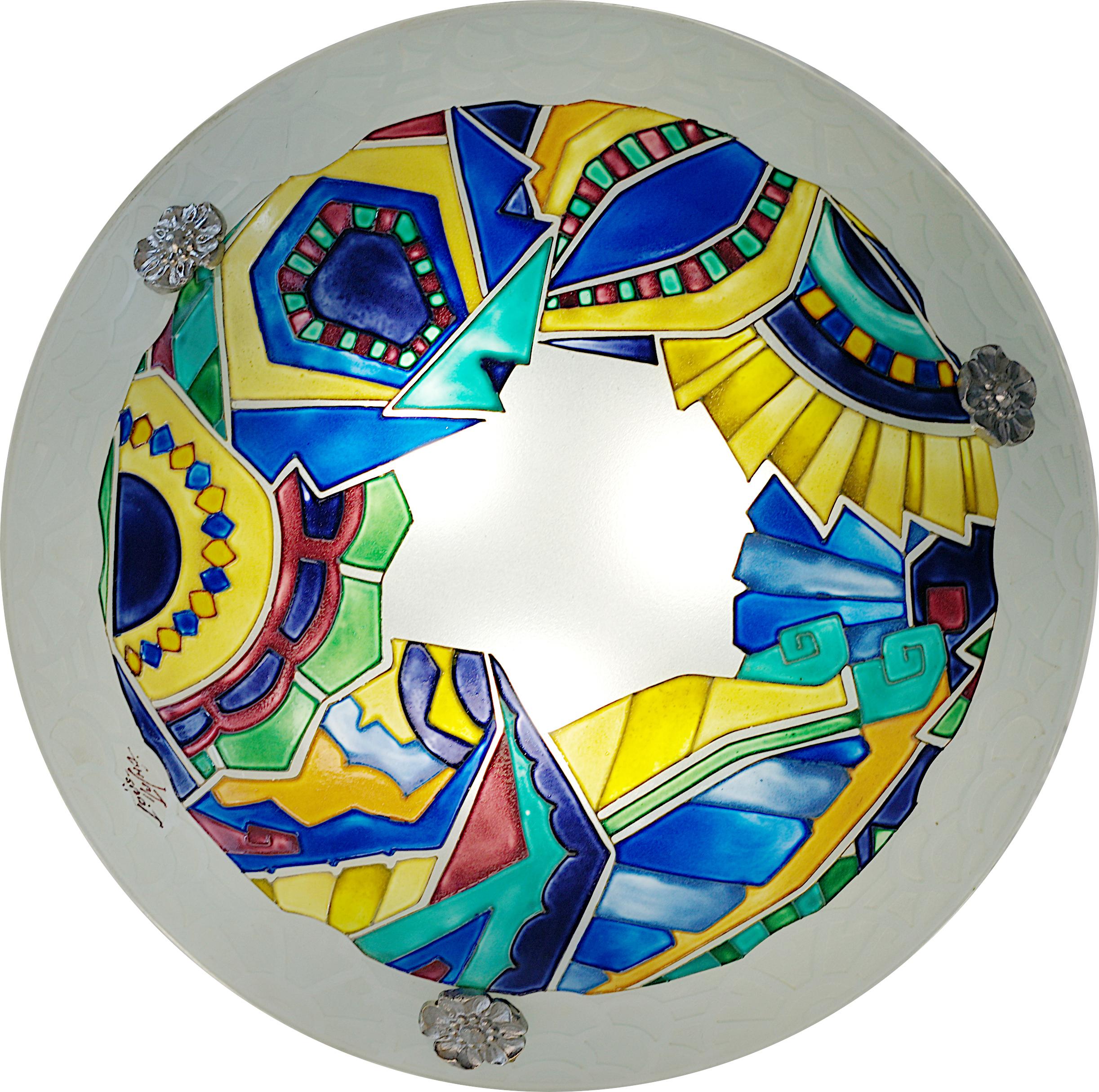 Loys Lucha Stunning French Art Deco Pendant Chandelier, 1918-1920 For Sale 4