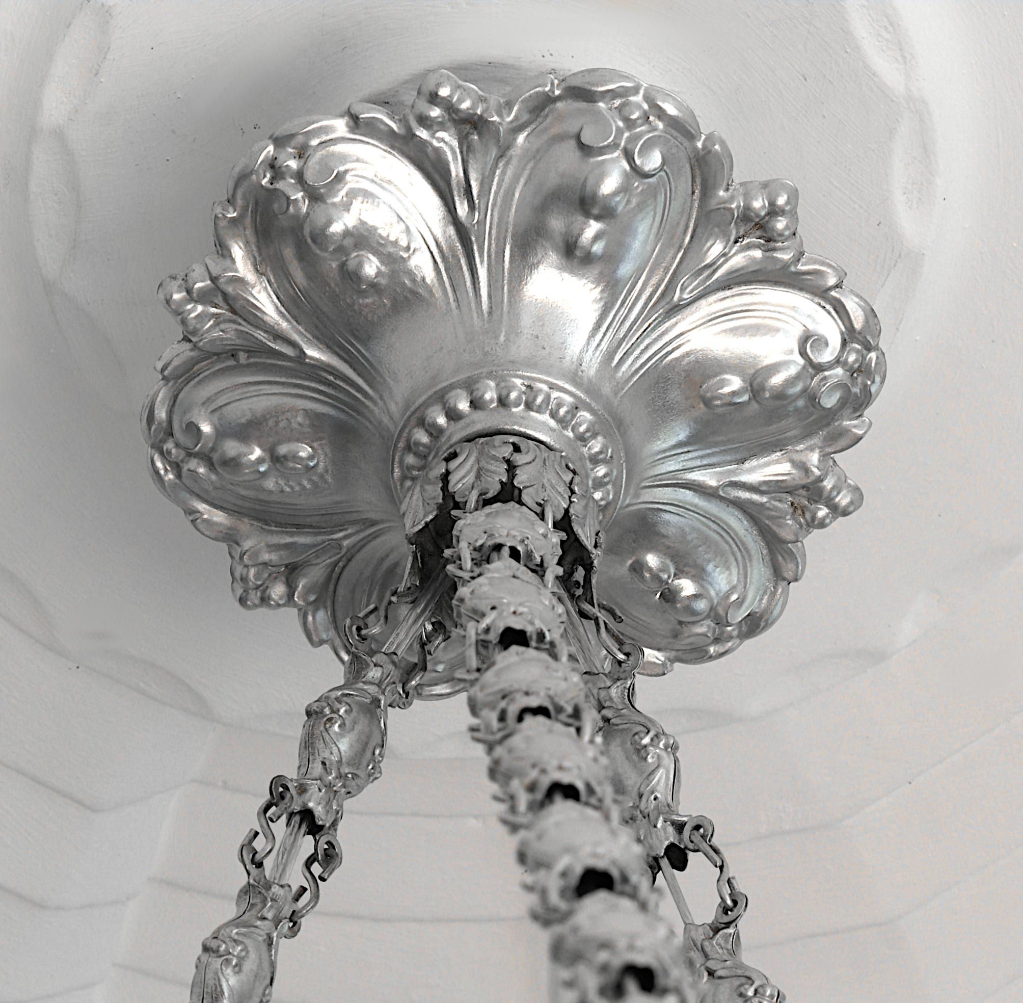 Loys Lucha Stunning French Art Deco Pendant Chandelier, 1918-1920 For Sale 1