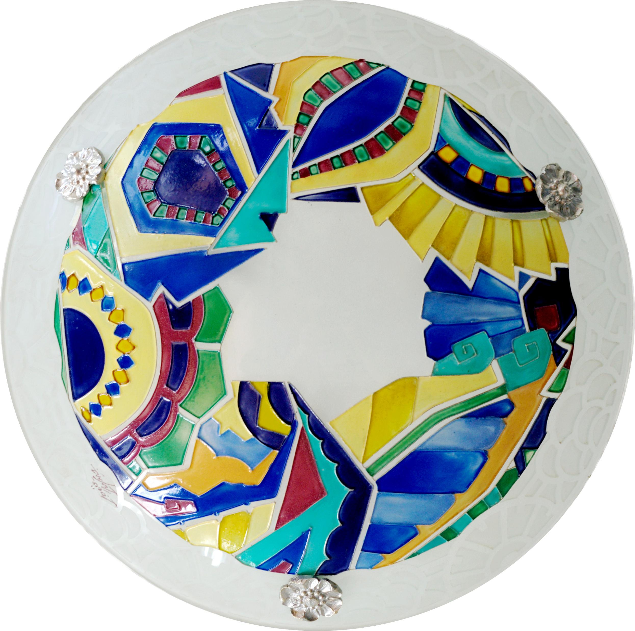 Loys Lucha Stunning French Art Deco Pendant Chandelier, 1918-1920 For Sale 3