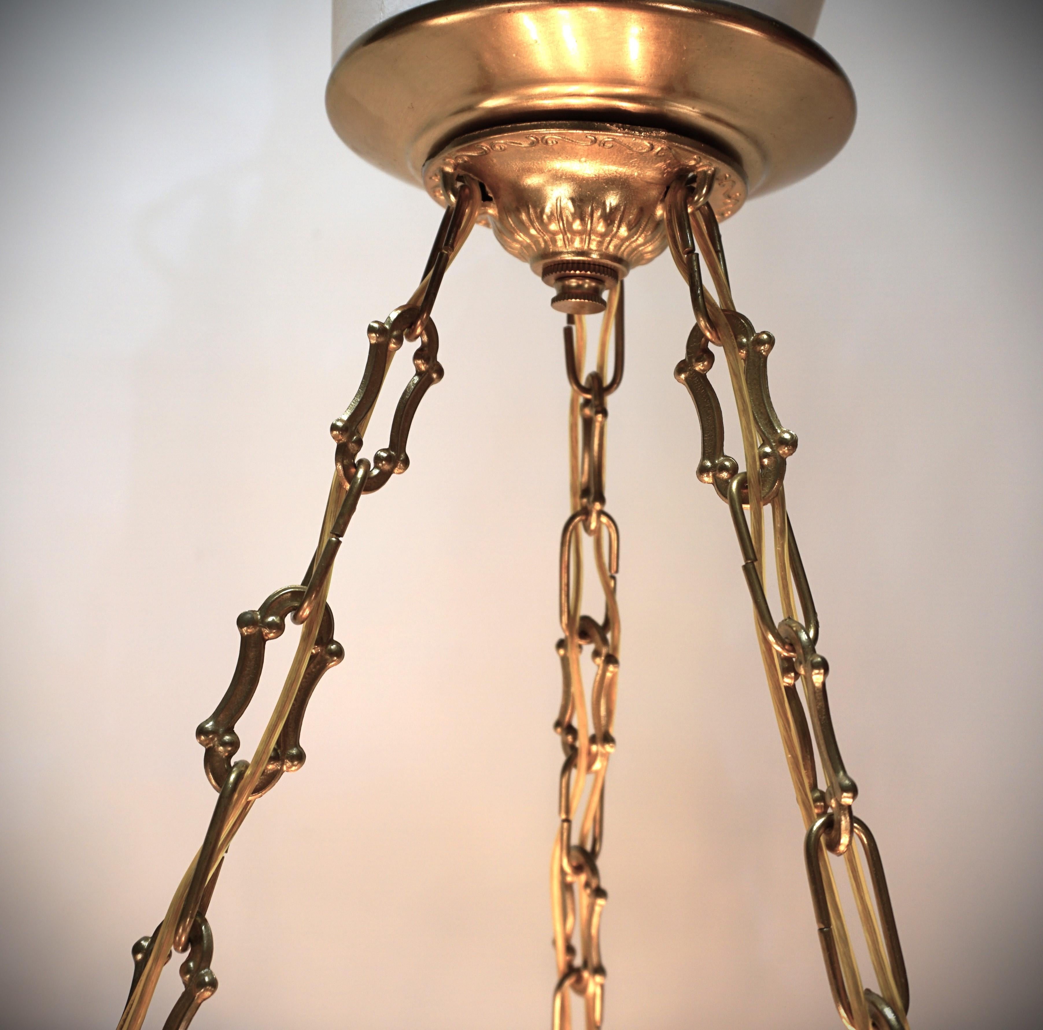 French Loys Lucha Style Hand Painted 1930s Pendant Chandelier