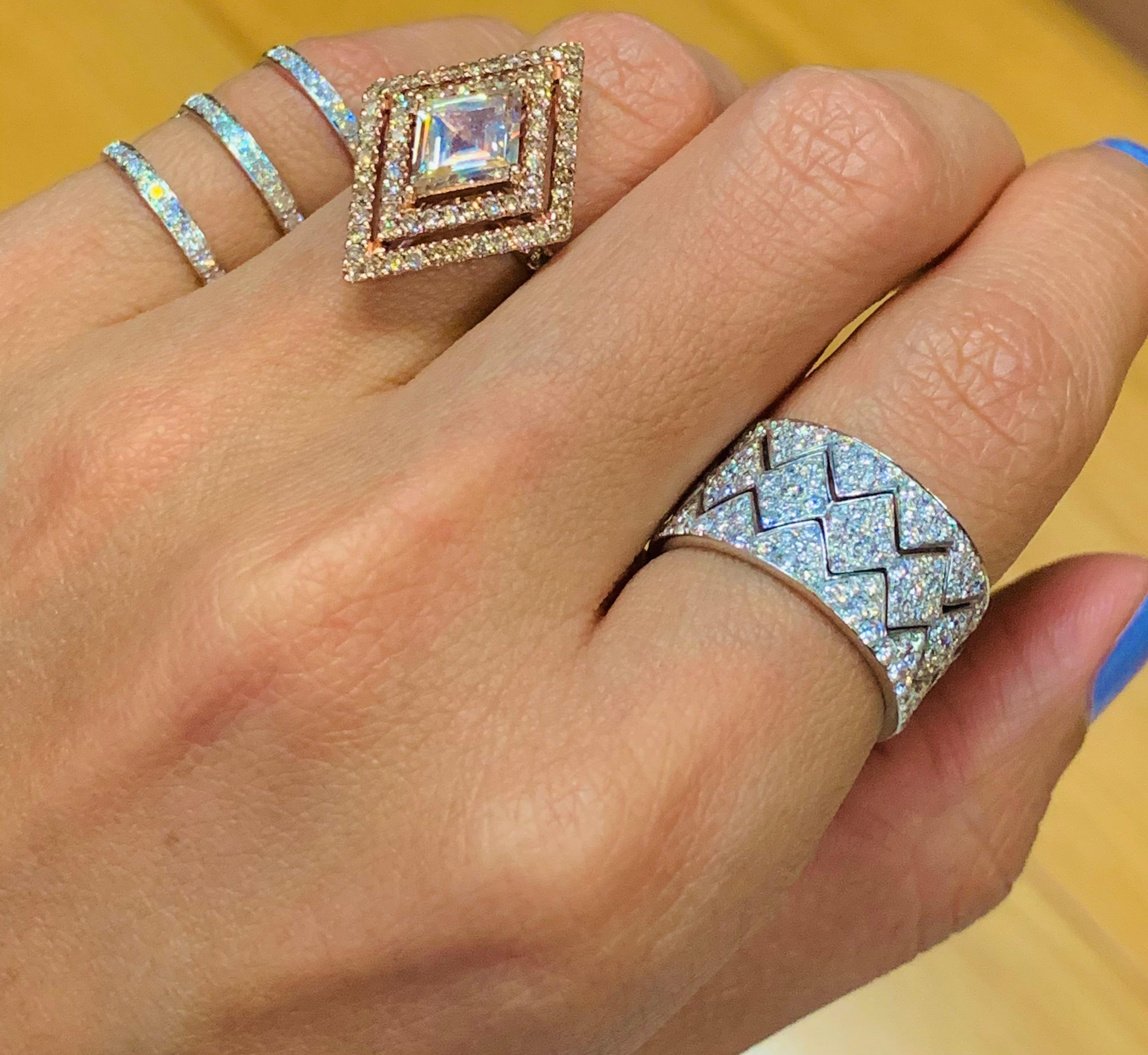 Trillion Cut Lozenge Cut Champaign Color Diamond Ring For Sale