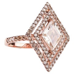 Lozenge Cut Champaign Color Diamond Ring
