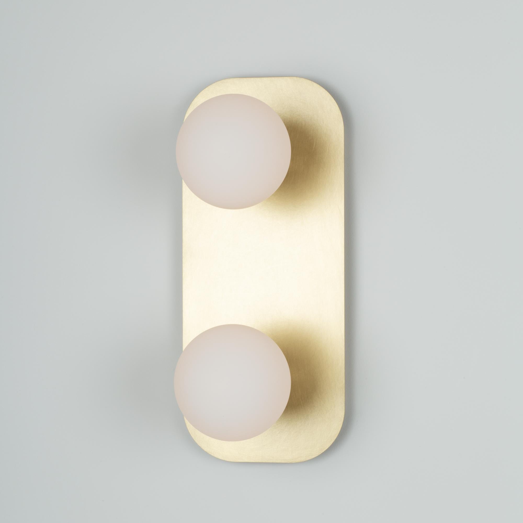 Lozenge Double Sphere Surface Mount Brushed Brass Wall Light For Sale 3