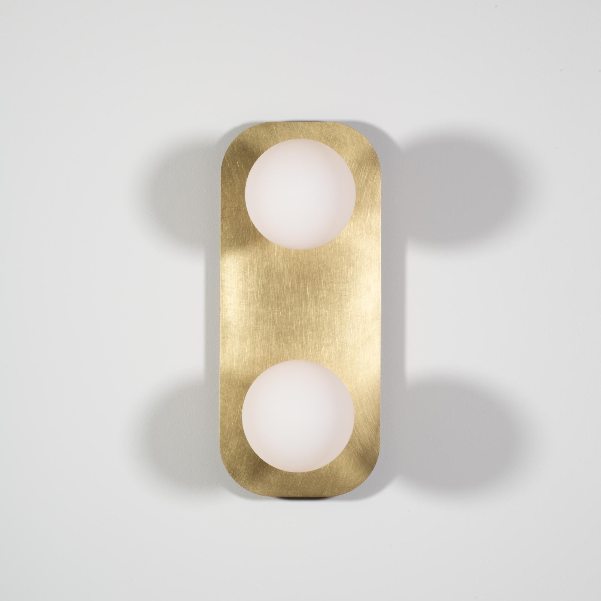 Lozenge Double Sphere Surface Mount Brushed Brass Wall Light For Sale 4