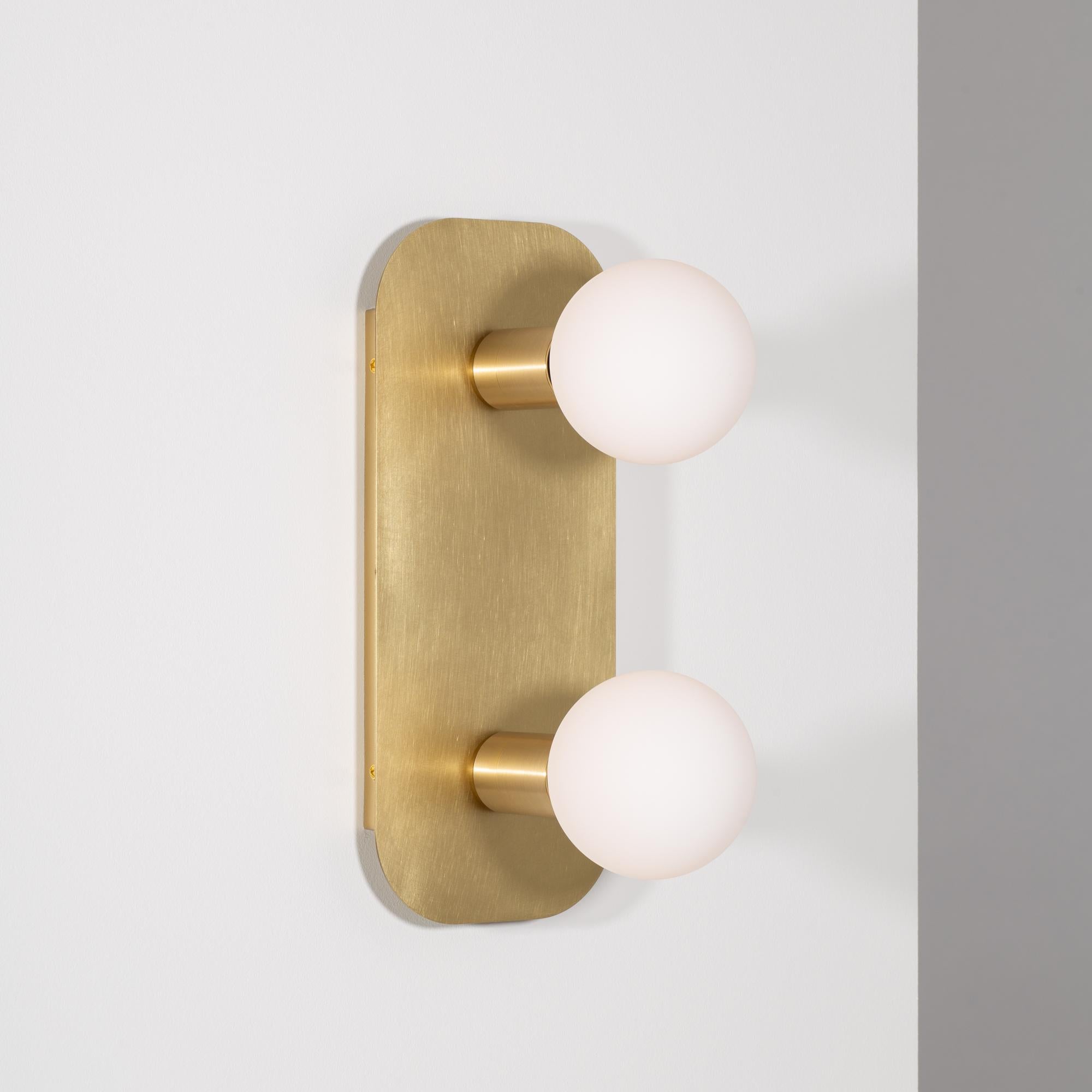 Lozenge Double Sphere Surface Mount Brushed Brass Wall Light For Sale 5