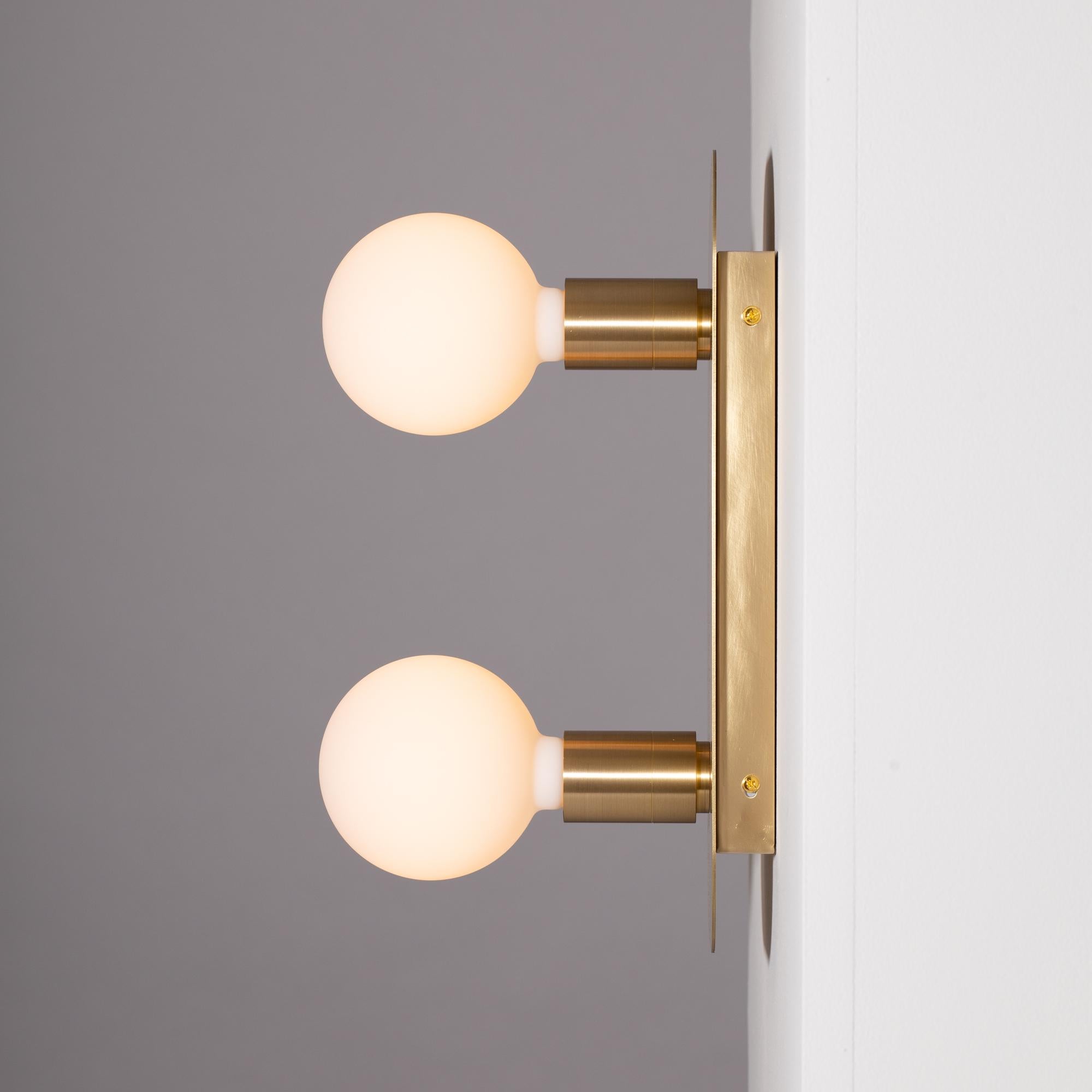 British Lozenge Double Sphere Surface Mount Brushed Brass Wall Light For Sale