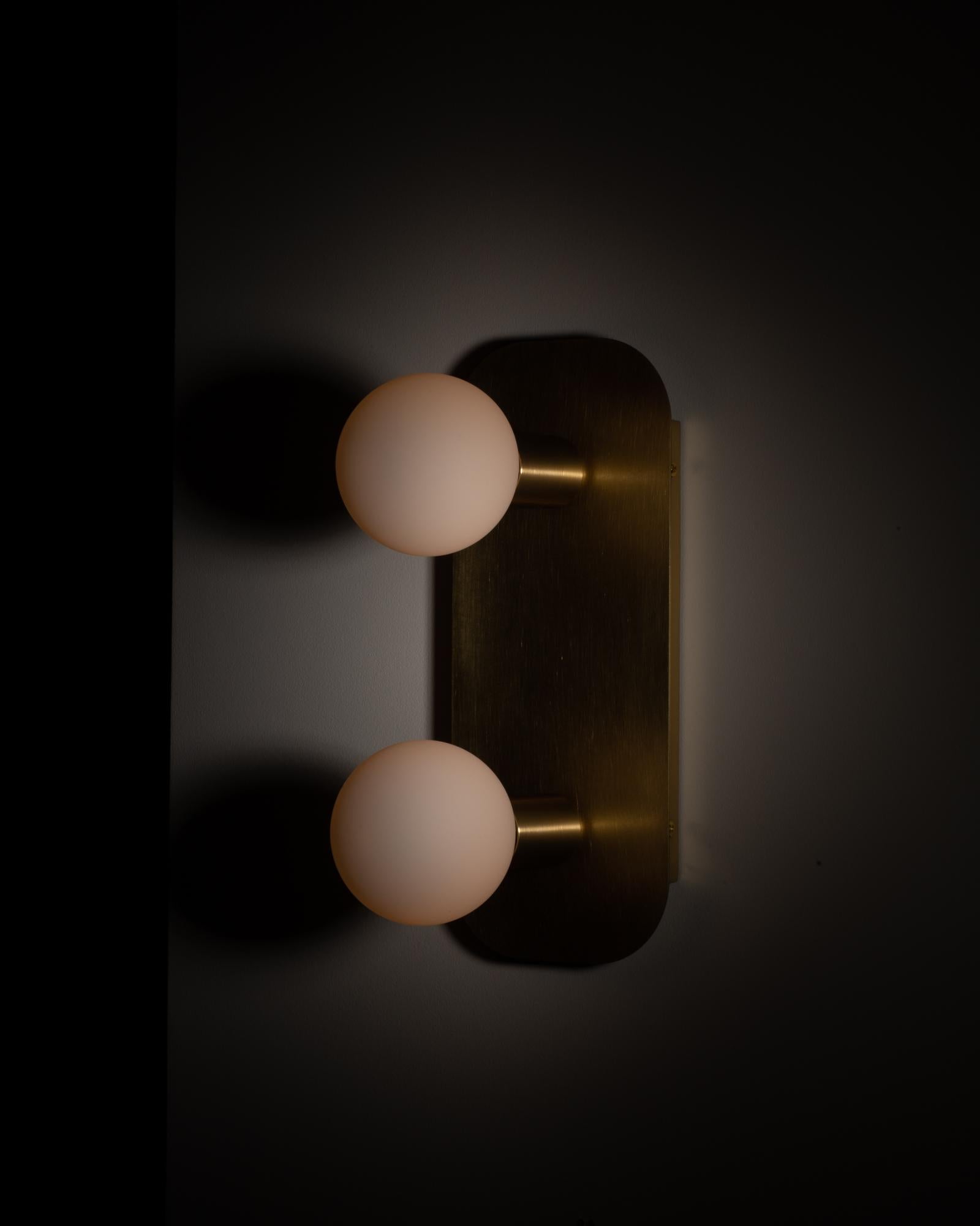 Lozenge Double Sphere Surface Mount Brushed Brass Wall Light For Sale 1
