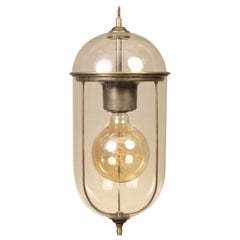 Lozenge Shape Glass Pendant Lamp with Brass Flame