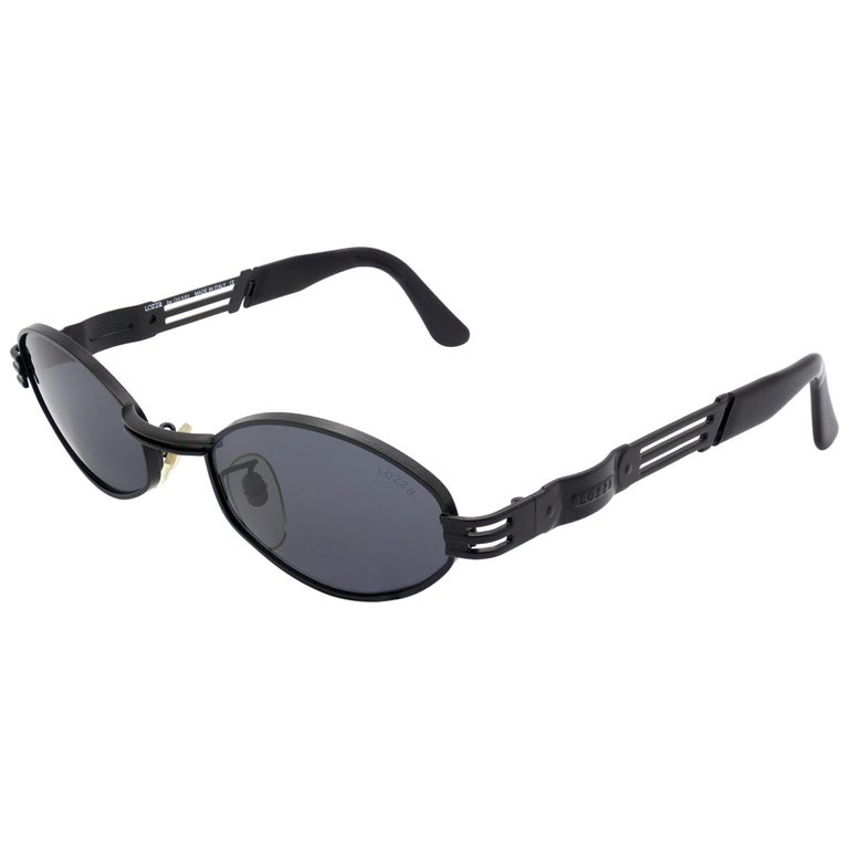 Lozza black hexagonal sunglasses, made in Italy in the 80s For Sale at