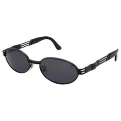 Lozza schwarze ovale Vintage-Sonnenbrille 80er Jahre