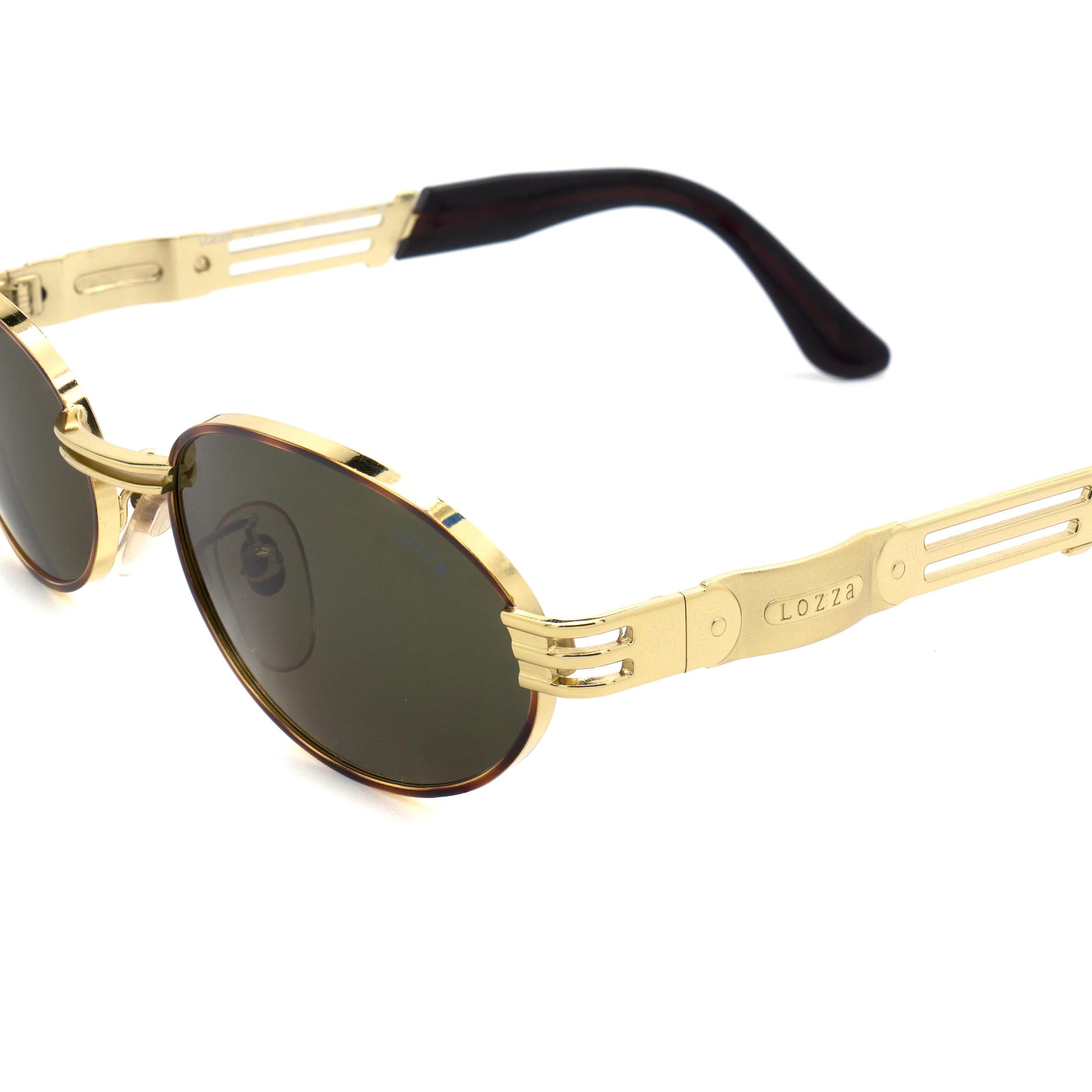 Lozza golden oval vintage sunglasses 80s In New Condition For Sale In Santa Clarita, CA