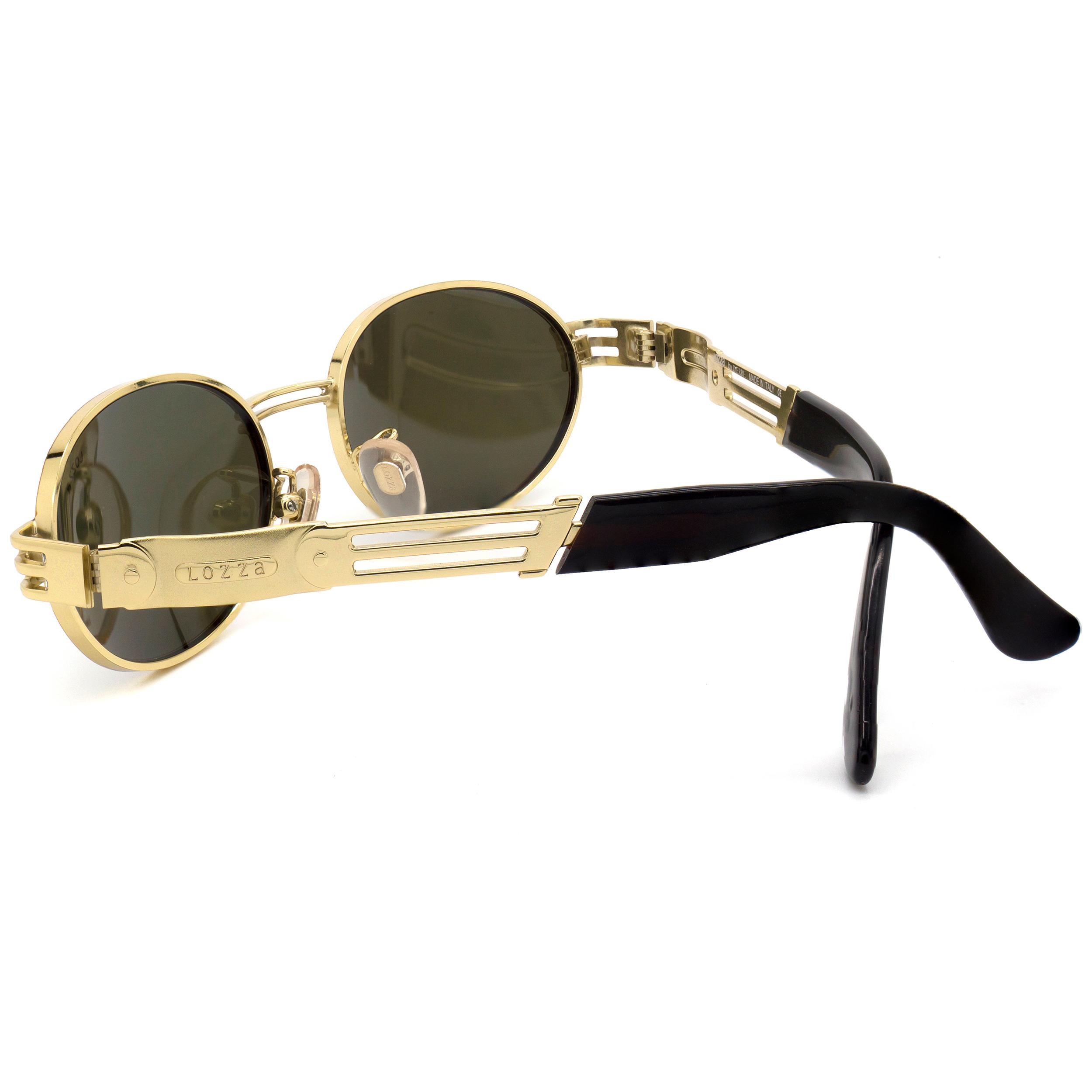 Women's or Men's Lozza golden oval vintage sunglasses 80s For Sale