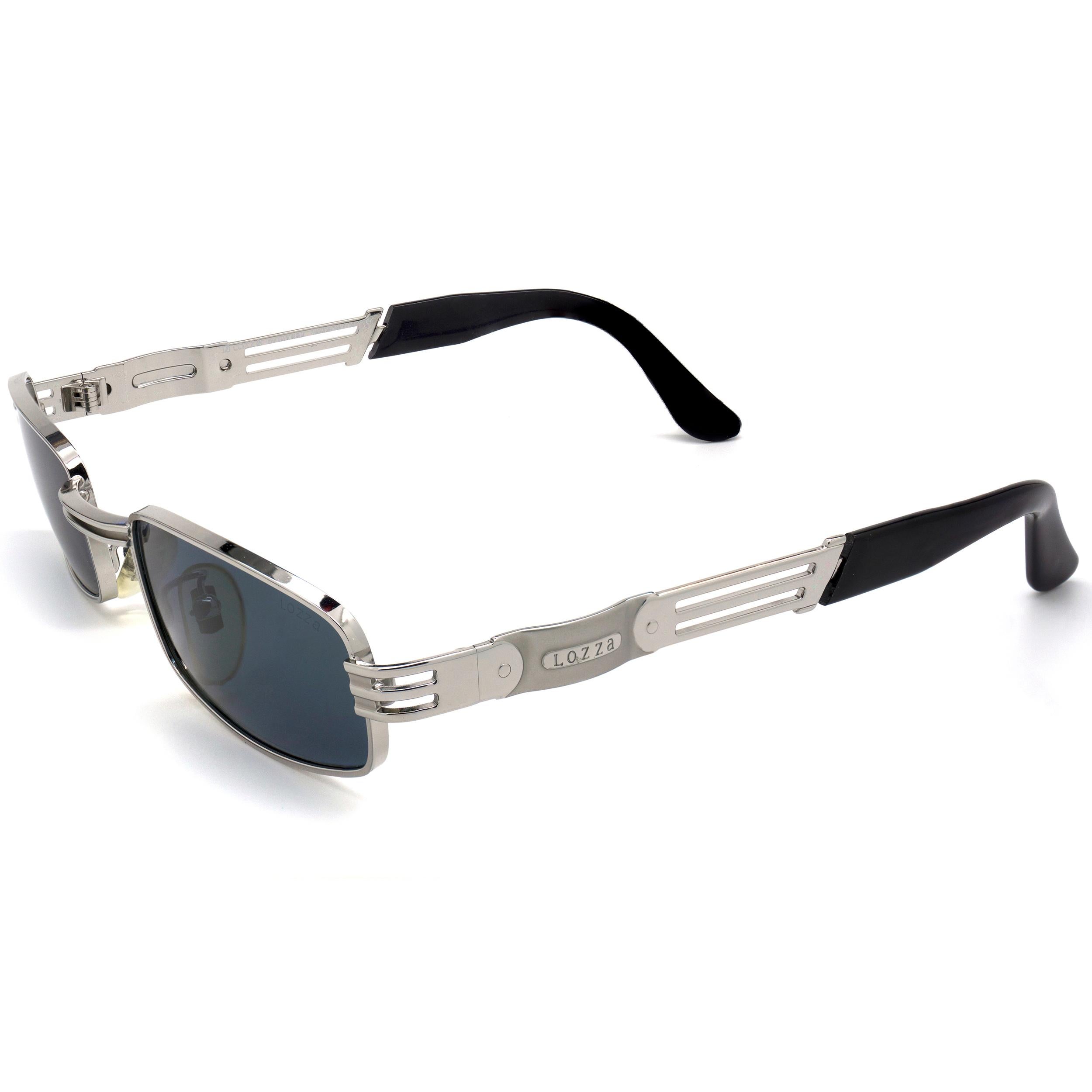 Noir Lozza - Lunettes de soleil rectangulaires vintage, années 80 en vente