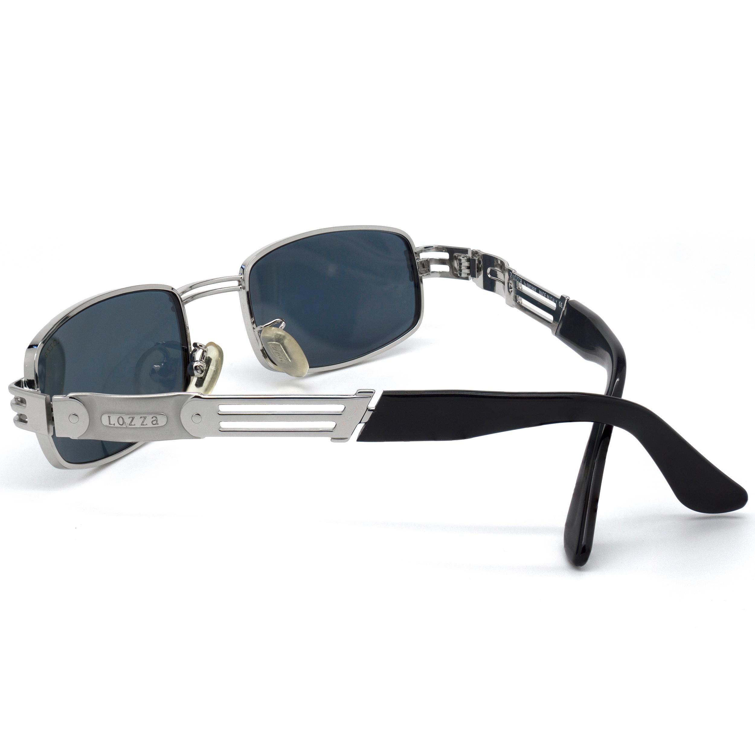 Black Lozza rectangular vintage sunglasses 80s For Sale