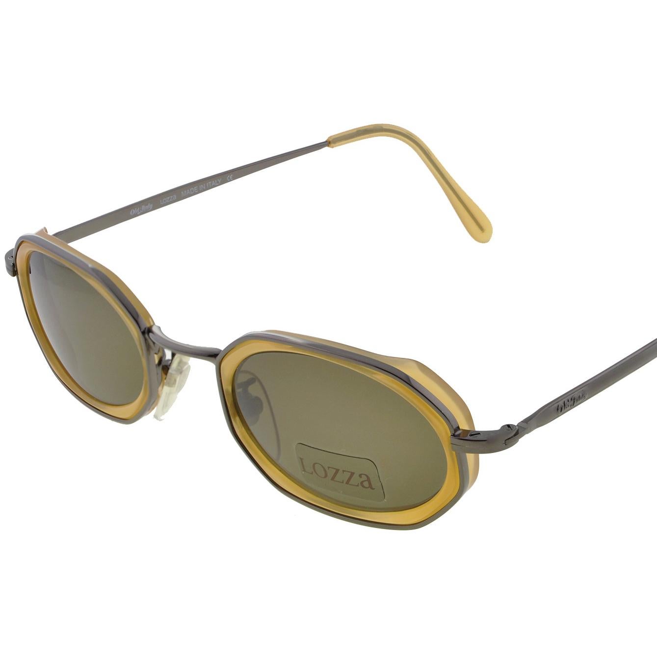 Marrone Occhiali da sole vintage Lozza esagonali, Italia anni '80 in vendita