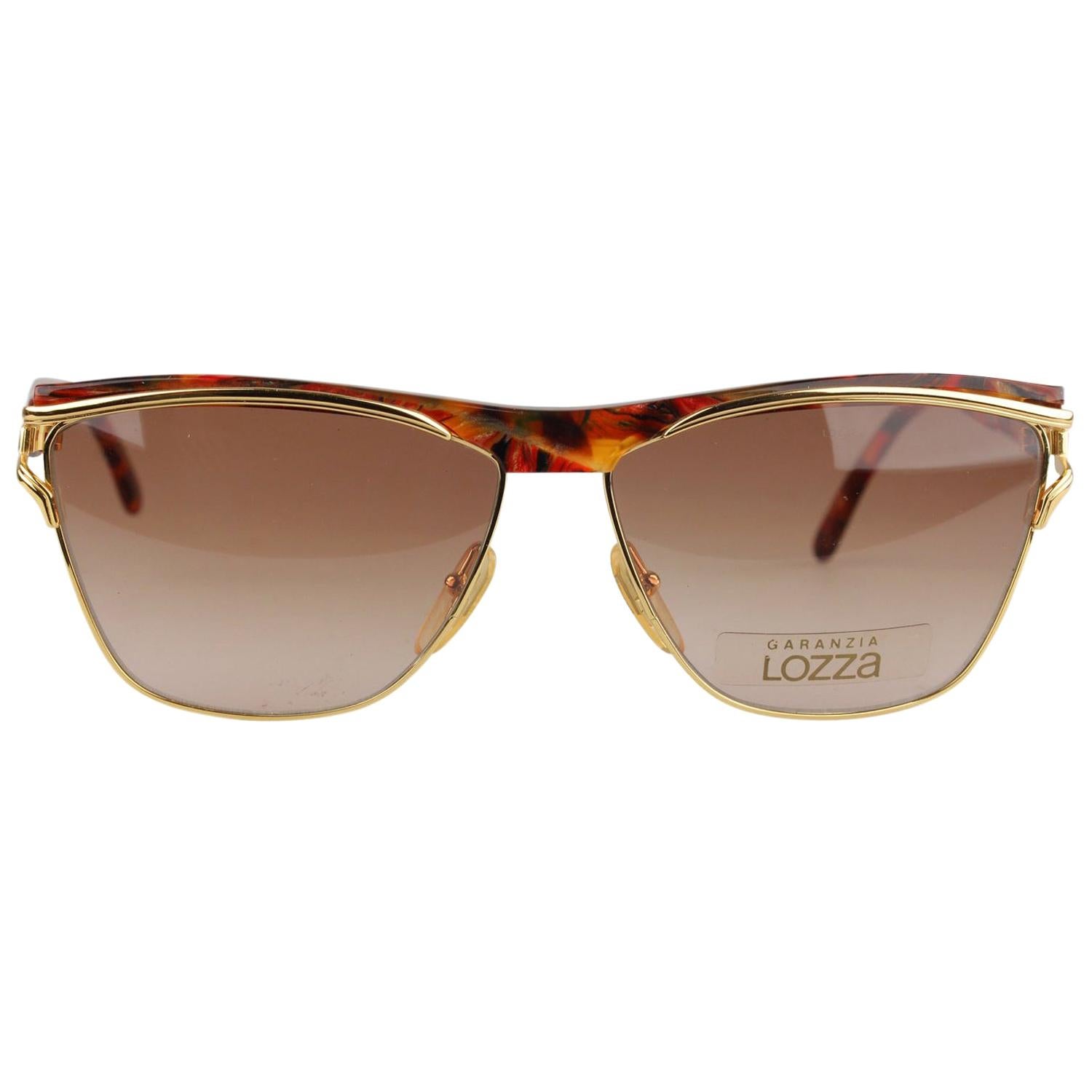 Lozza VIntage Unisex Brown and Gold Sunglasses Mod. Letizia 135mm Wide