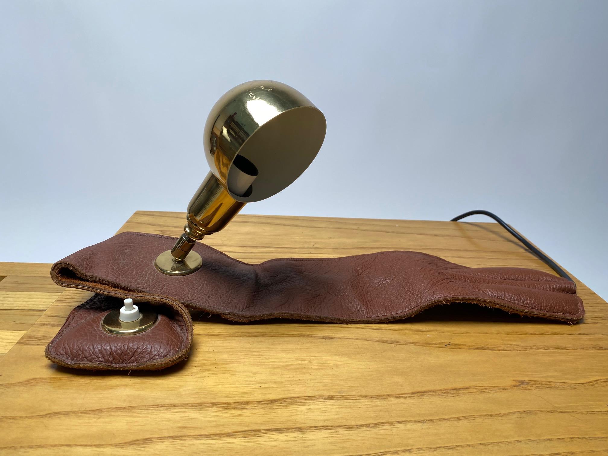 Mid-Century Modern LP01 lamp by Luigi Caccia Dominioni in leather, Azucena, 1979