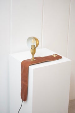 Lampada LP01 in pelle e ottone di Luigi Caccia Dominioni (1913-2016) per Azucena