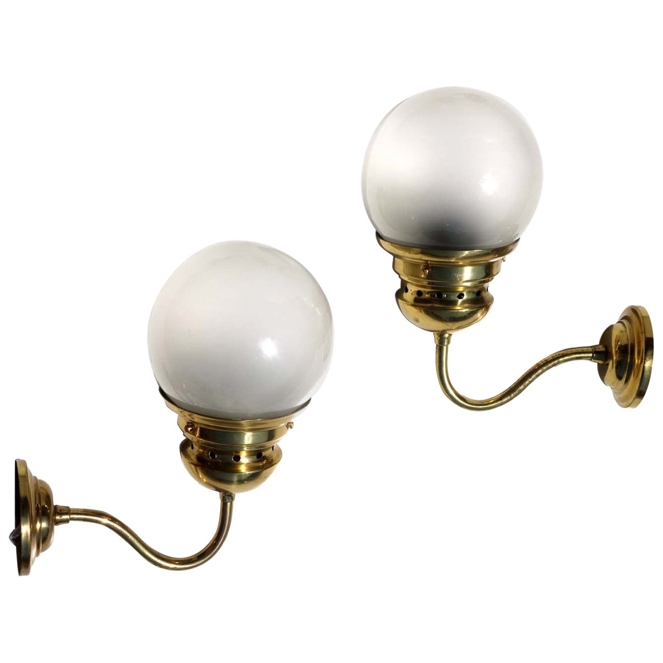 "LP1" Caccia Dominioni Azucena Italian Design Brass Glass Wall Lamp _ set of 2