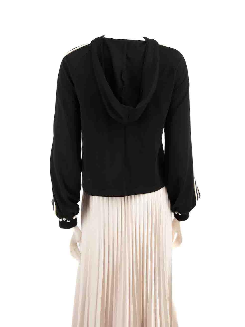 LPA Black Pearl Embellished Stripe Hoodie Size XS In Good Condition For Sale In London, GB