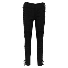 LPA Black Suede Side Lace Up Detail Pants M