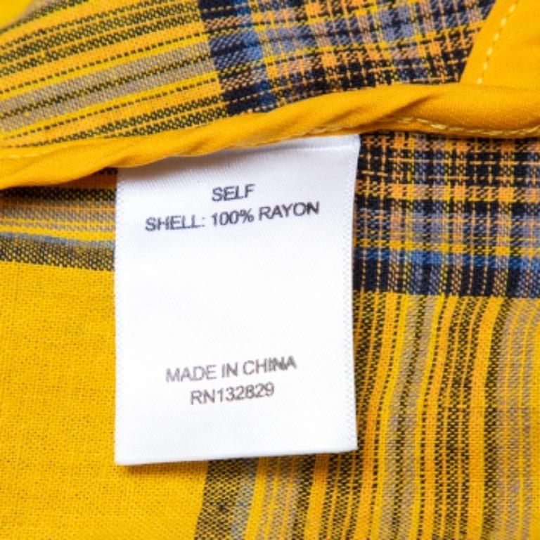 LPA Mustard Yellow Cotton Plaid Slim Trousers L In Excellent Condition For Sale In Dubai, Al Qouz 2