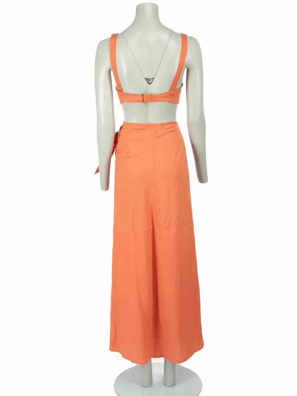 LPA Orange Wrap Maxi Skirt & Crop Top Set Size XS In Good Condition For Sale In London, GB