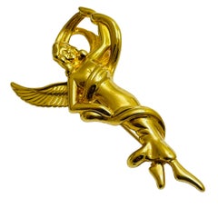 LR LADY REMINGTON signed vintage gold angel designer brooch