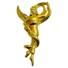 LR LADY REMINGTON signed vintage gold angel designer brooch