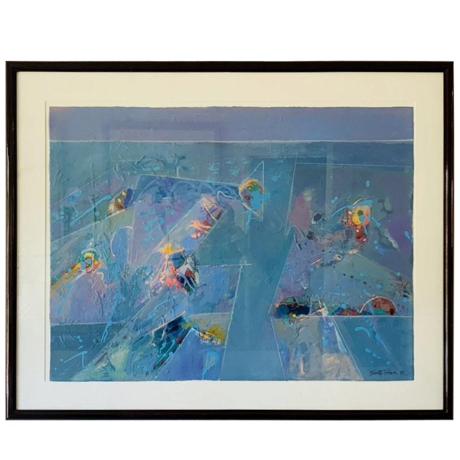 Acquerello di grandi dimensioni dell'artista del Colorado Keith Finch, 1919-1993 in vendita