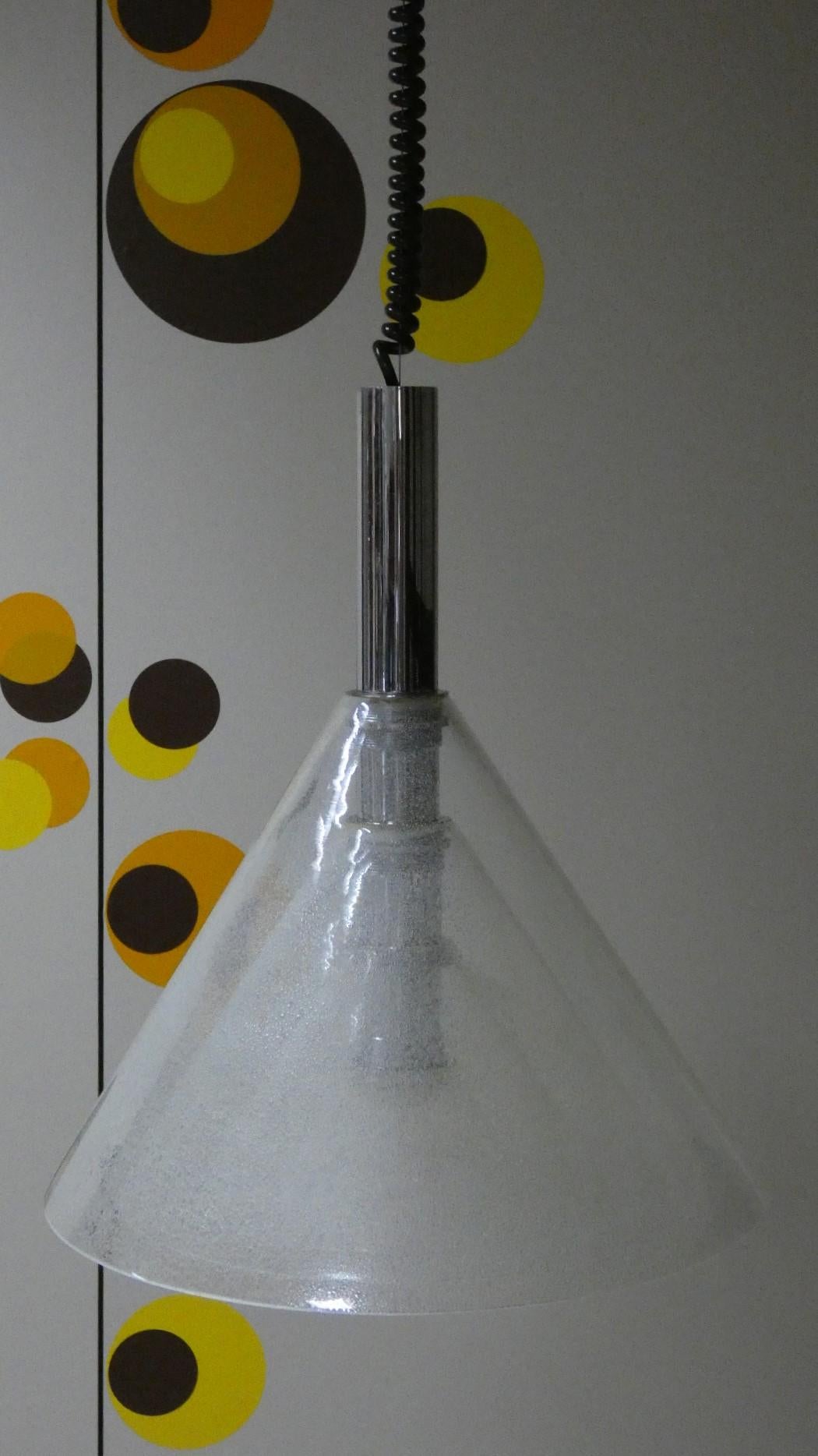 Acciaio LS 174 Lampada a sospensione attribuita a Carlo Nason per Mazzega in vendita