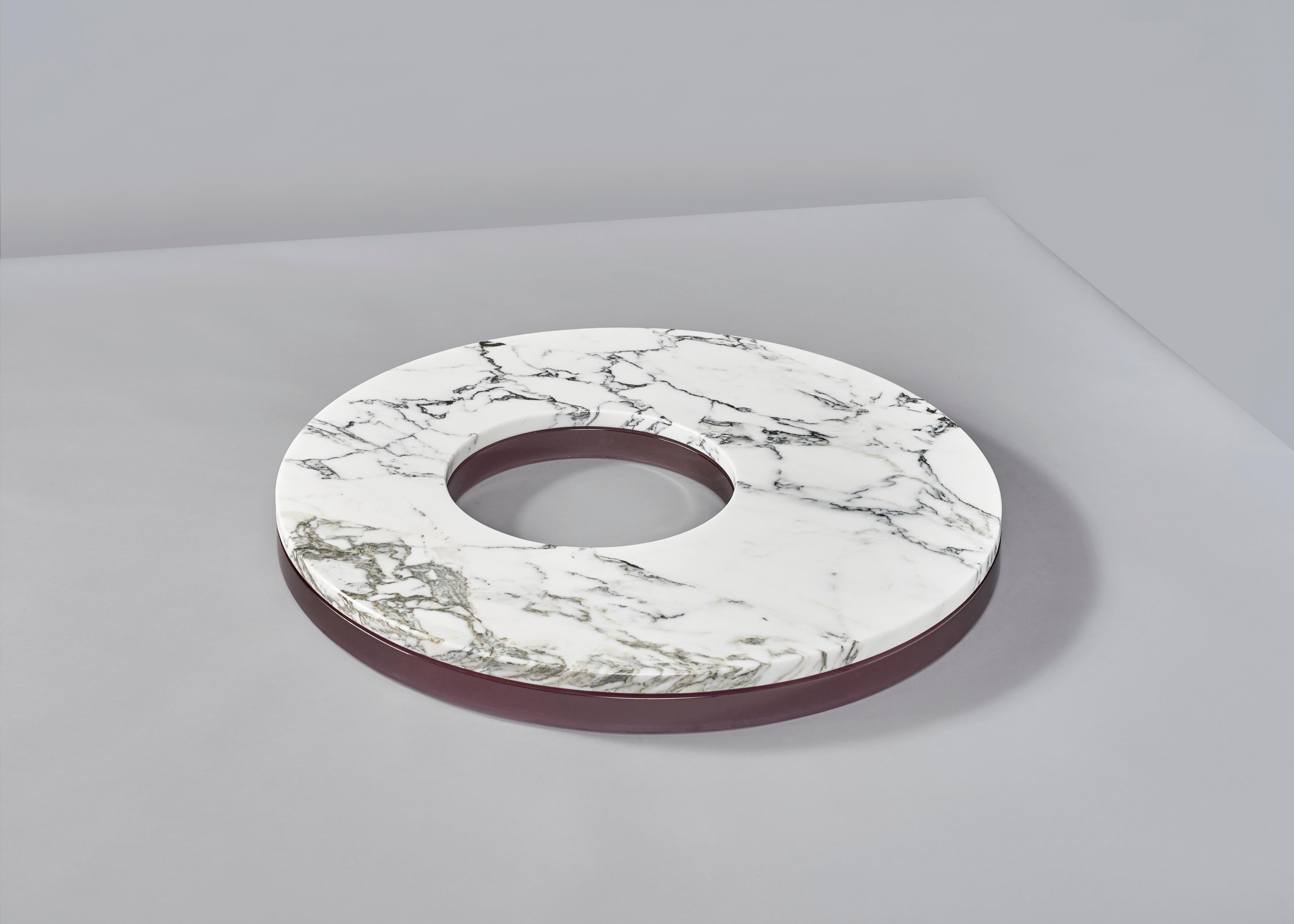 Postmoderne Plat de service Lazy Susan LS 750, Arabescato Corchia Stone en vente