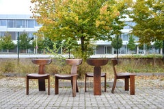 LSS Purist Brutalist Monk Dining Chair Set of 4 in the Manner of Tobia Scarpa