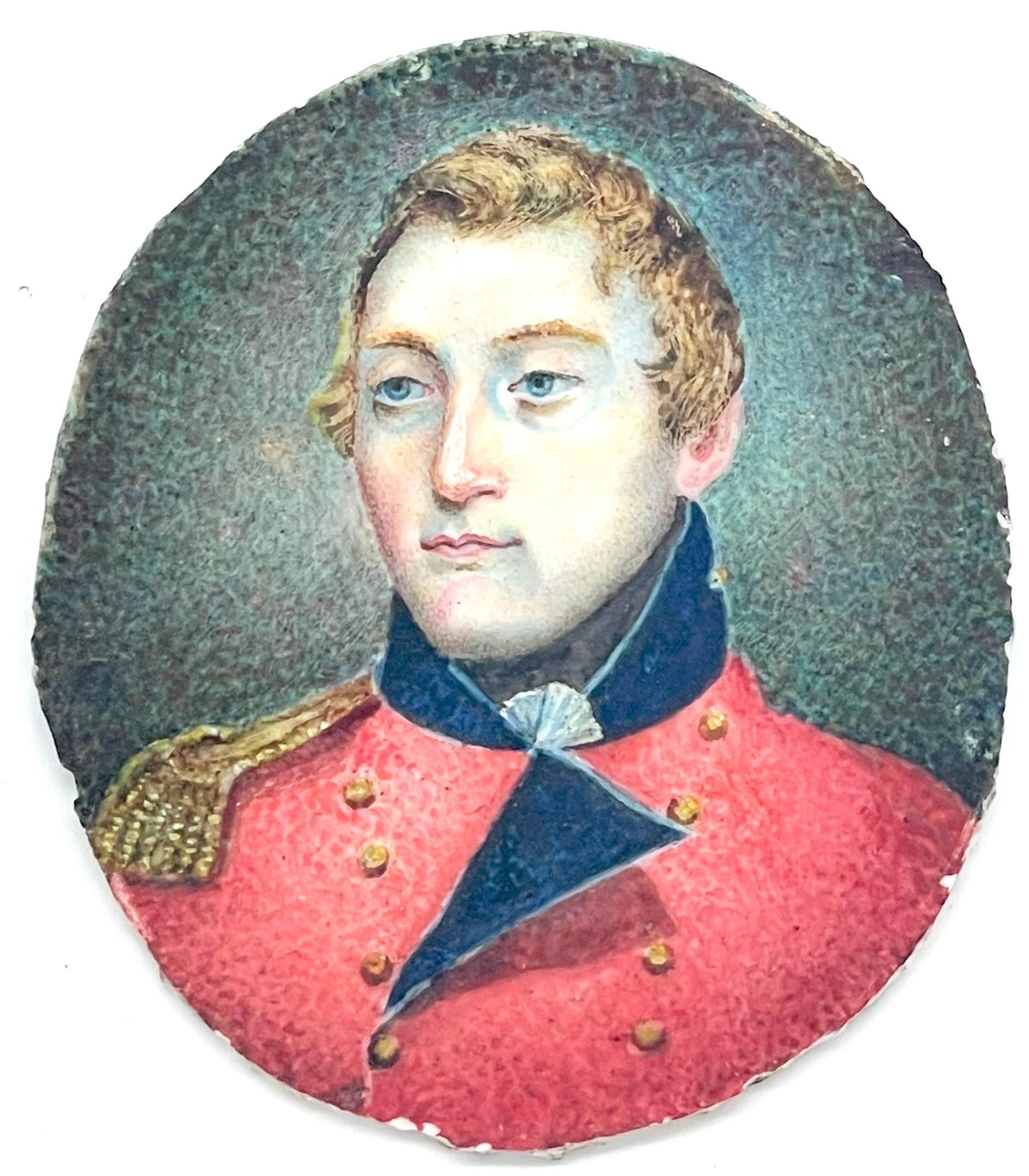 Lt. Col. Robert Stewart, Miniatur-Porträt, um 1763, Französisch-Indischer Krieg  (Geschnitzt) im Angebot