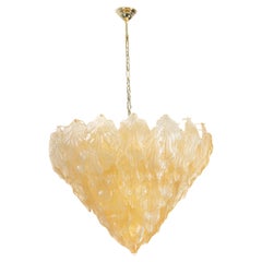 Lustre italien en verre de Murano de la fin du milieu du siècle avec feuilles d'or Honey, années 1990