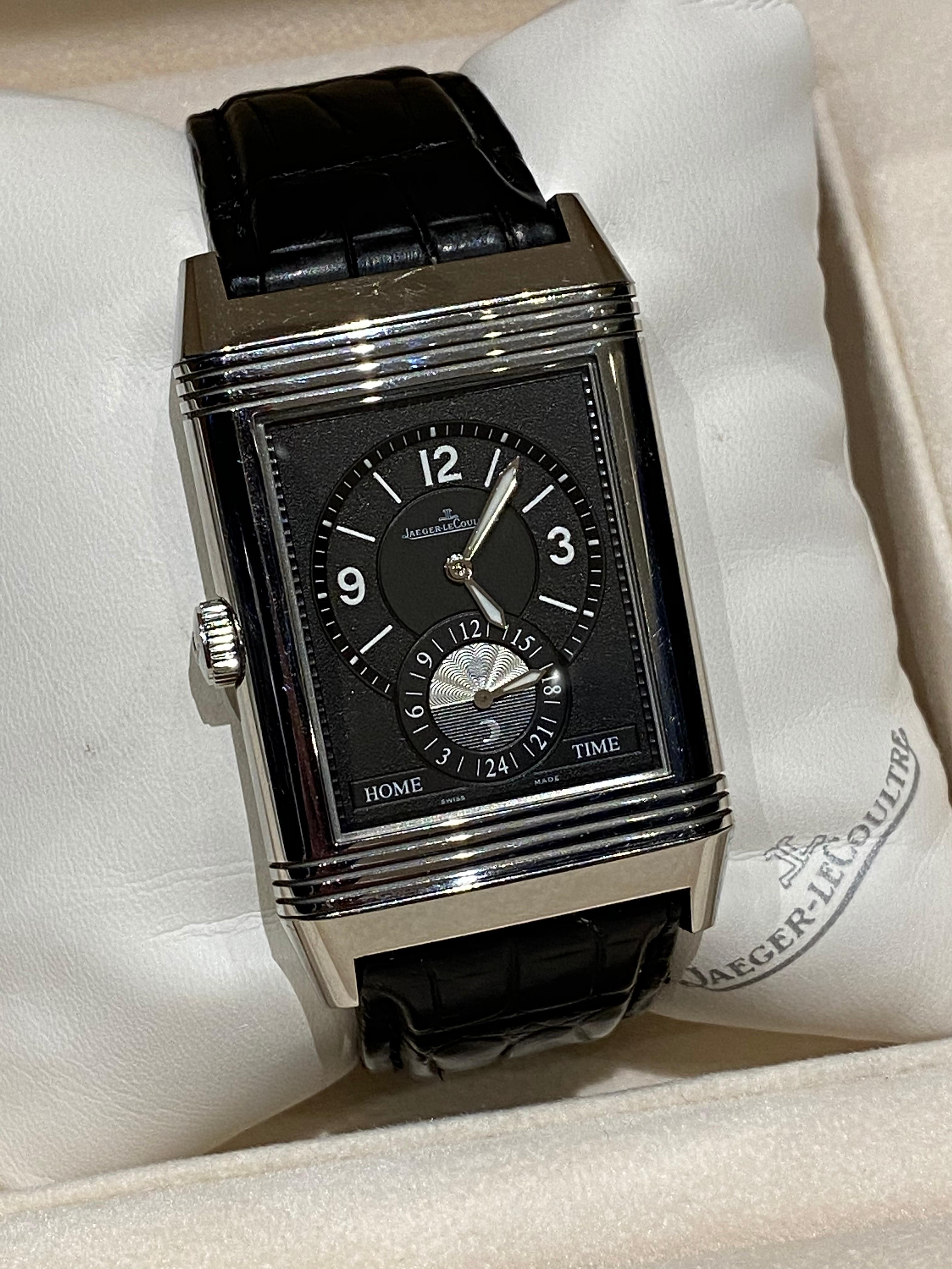 Ltd Edition Jager Lecoultre Grand Reverso 986 Duodate Double Sided Wristwatch For Sale 7