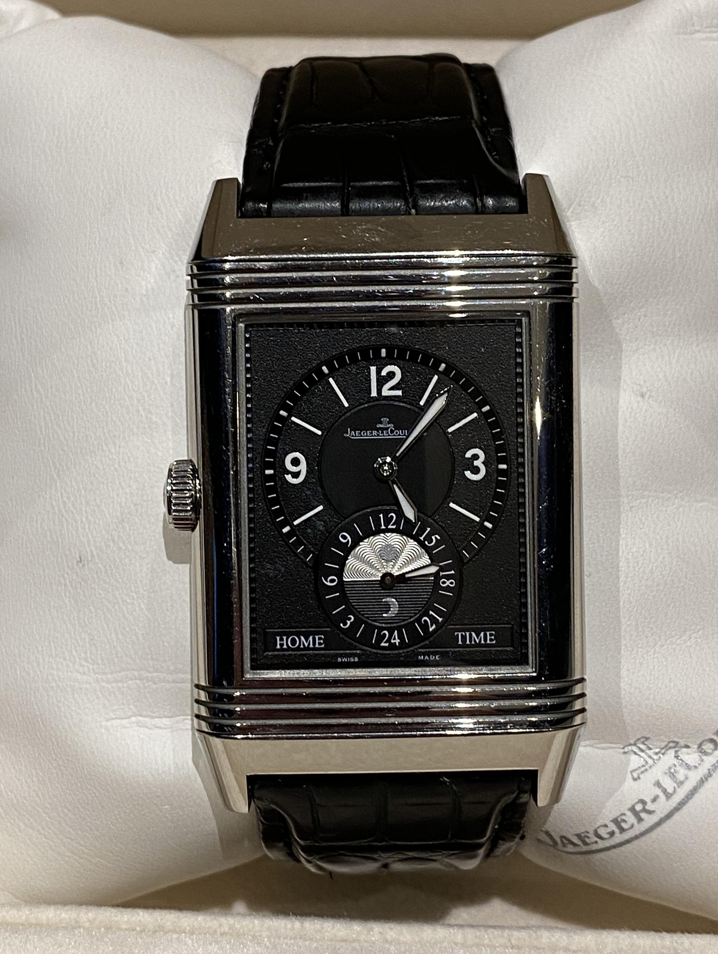 Ltd Edition Jager Lecoultre Grand Reverso 986 Duodate Double Sided Wristwatch For Sale 8