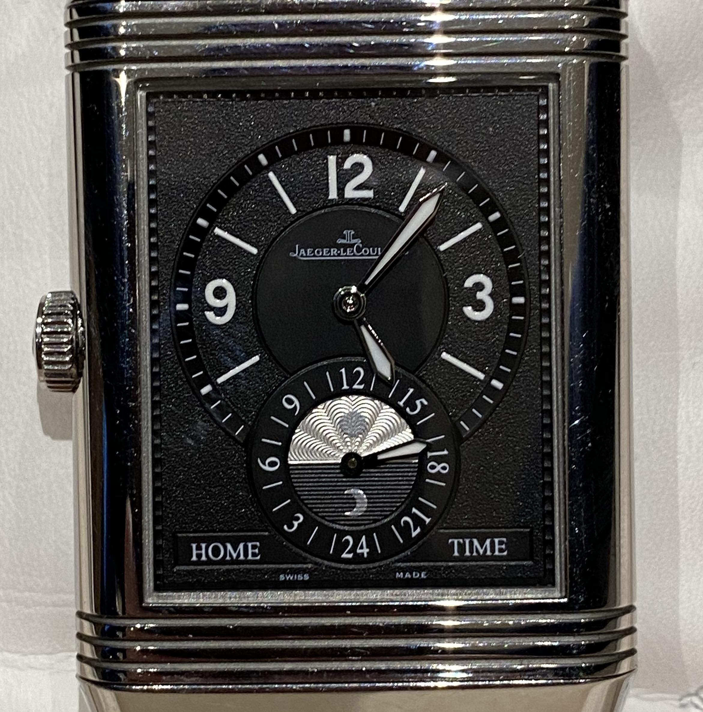 Ltd Edition Jager Lecoultre Grand Reverso 986 Duodate Double Sided Wristwatch For Sale 9