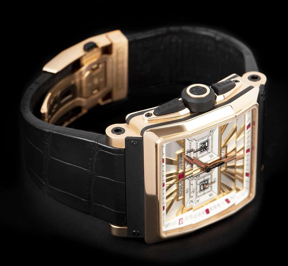 Ltd Edition Roger Dubuis King Quadratische Roségold Silber Zifferblatt Automatik-Armbanduhr 1