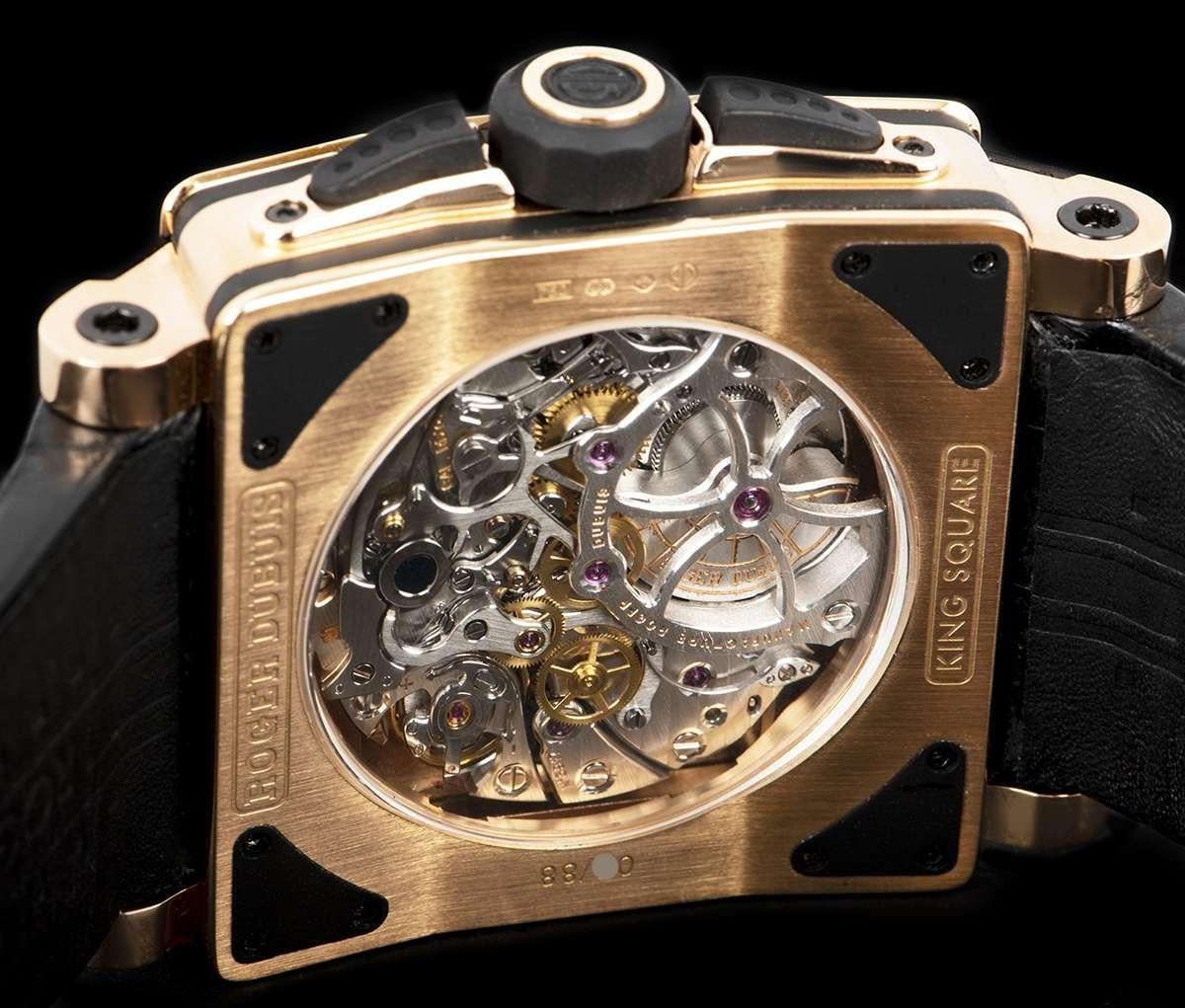 Ltd Edition Roger Dubuis King Quadratische Roségold Silber Zifferblatt Automatik-Armbanduhr 3