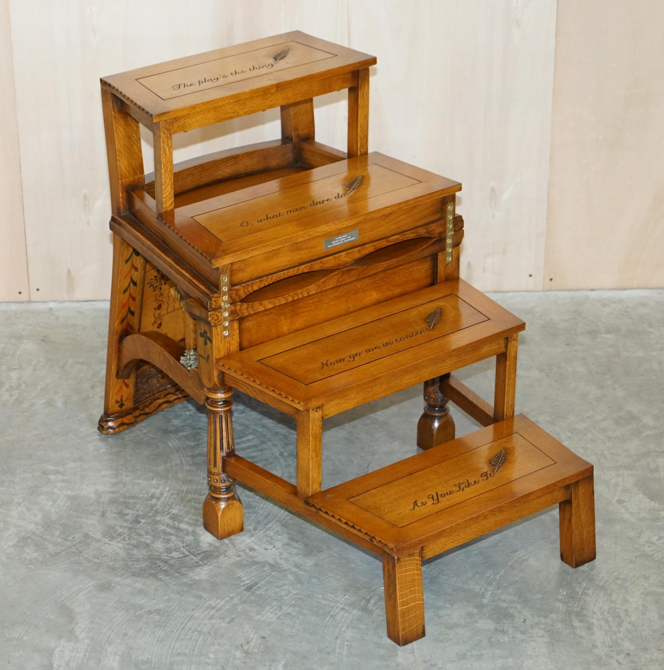 Ltd Edition Stewart Linford William Shakespeare Metamorphic Library Steps Chair For Sale 7