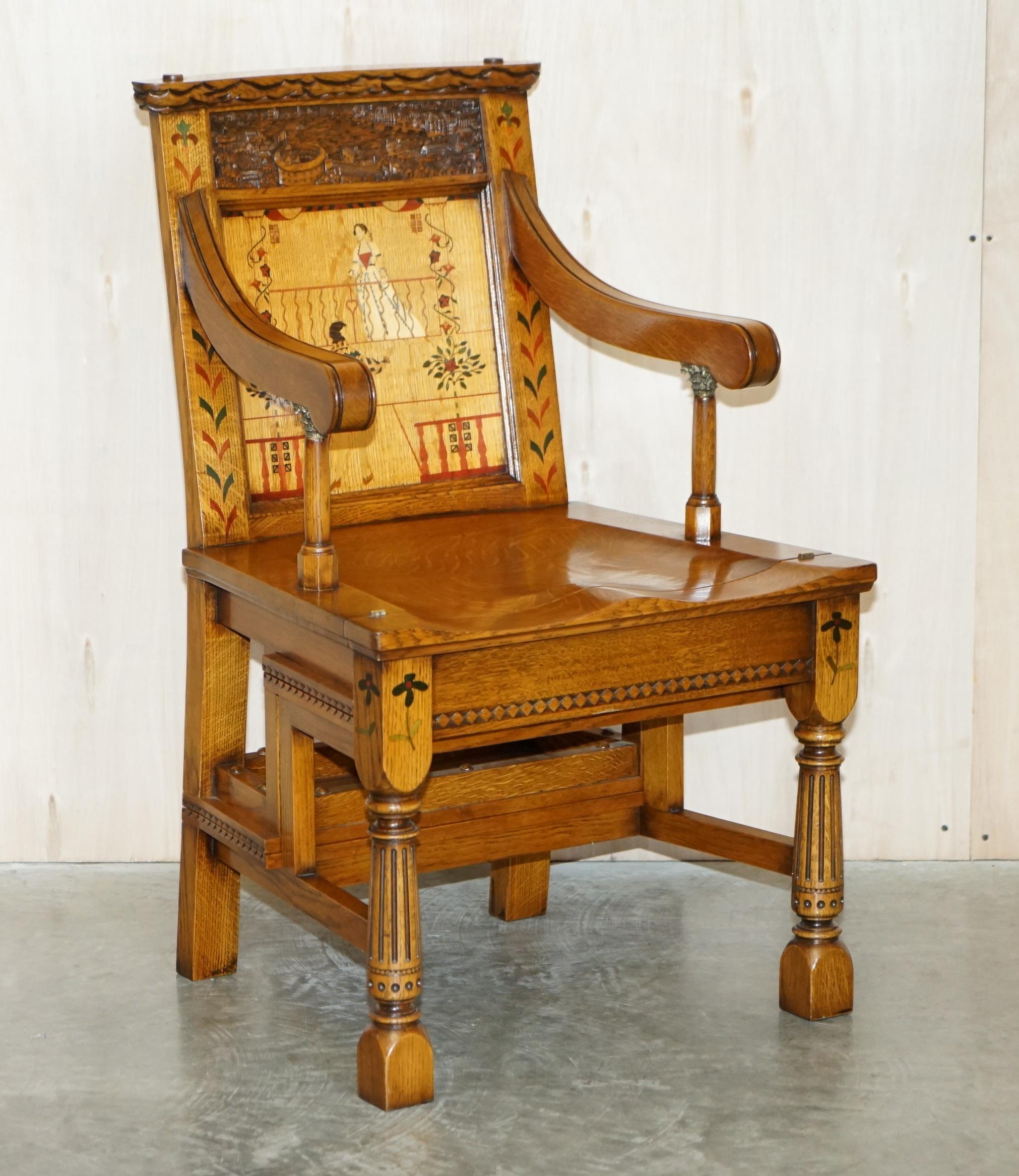 We are delighted to offer for sale this absolutely stunning, highly collectable, Limited Edition 52/150 Steward Linford William Shakespeare Metamorphic library steps armchair made from Historic Oak and Pewter from Shakespeare Warwickshire, exhibited