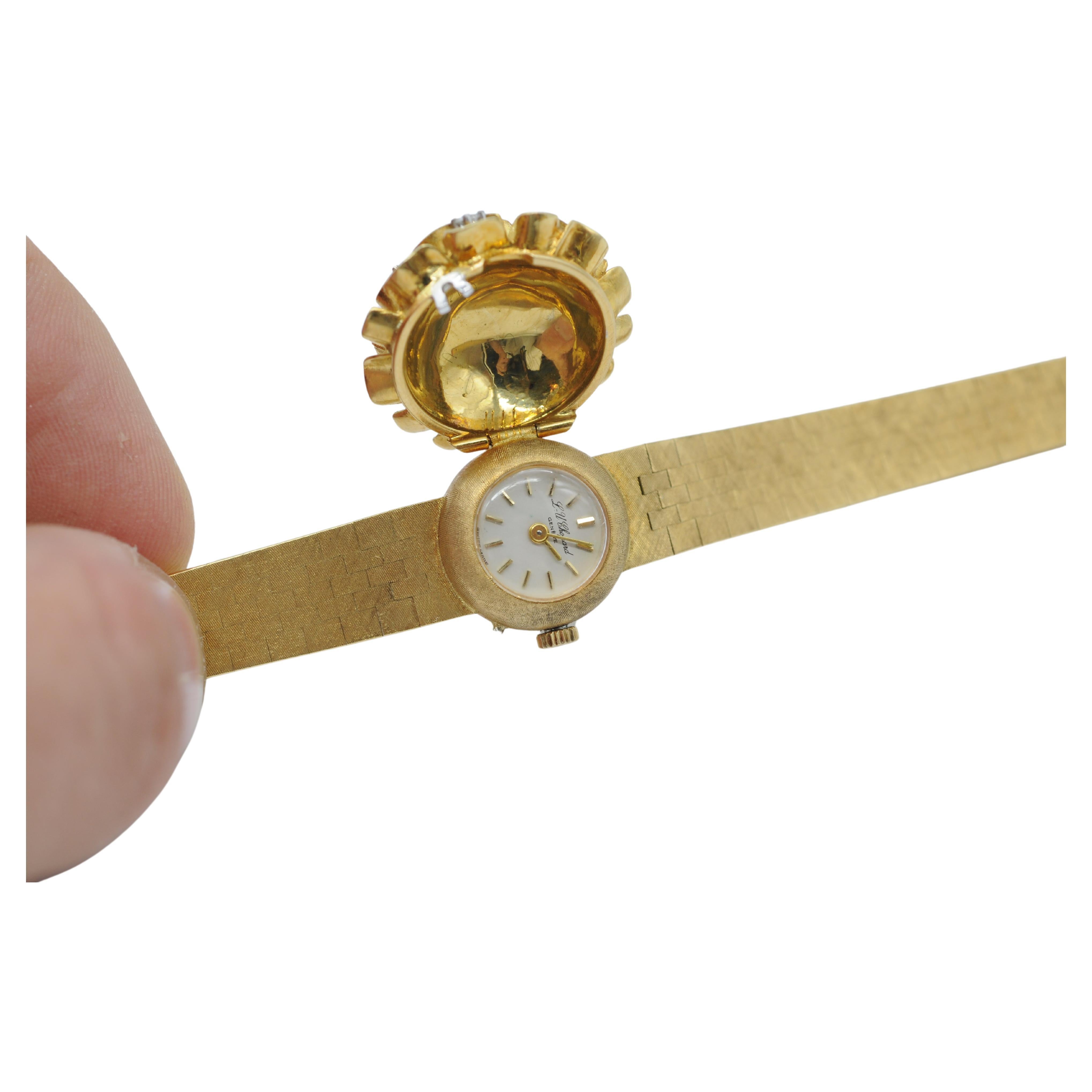 Aesthetic Movement L.U. Chopard Genève Lady Cocktail Watch with Diamonds in 18k Yellow Gold
