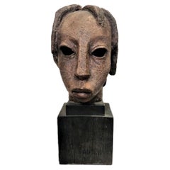 Vintage Lu Duble, ‘Pedro’, American Modernist Ceramic Bust, ca. 1960s