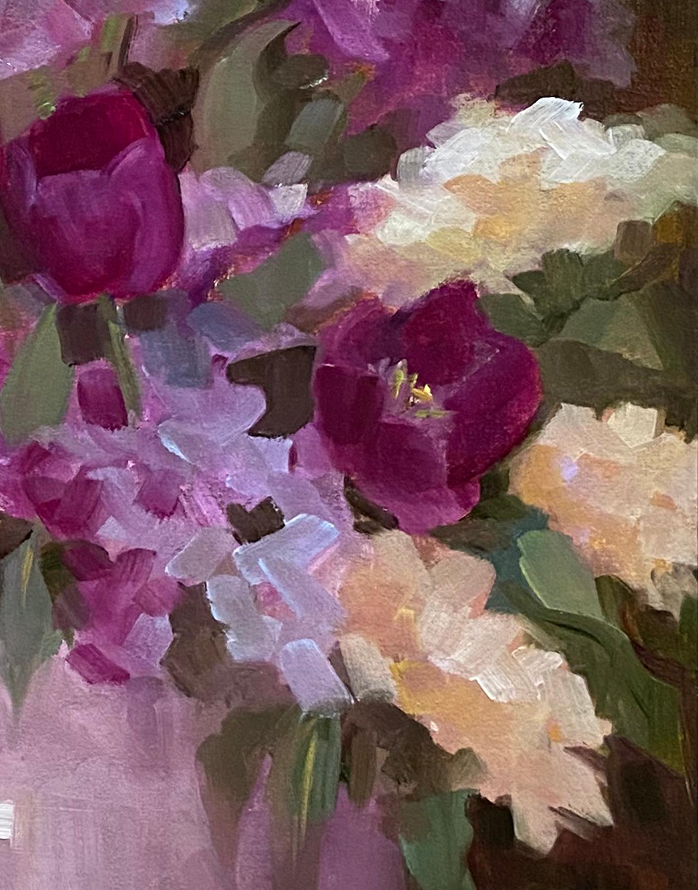 Eine Fülle von Blütenblättern – Painting von Lu Haskew