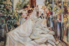 Dopo Sorolla, Marinai, olio su tavola senza cornice, 16x24", pittura figurativa