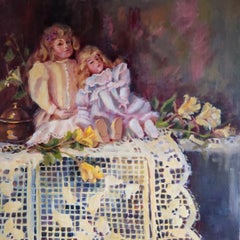 Sorella bionda, olio su tavola non incorniciato, dipinto di natura morta 20x20