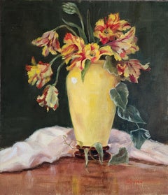 Bright Flair, unframed oil on board, 24x20" still life painting