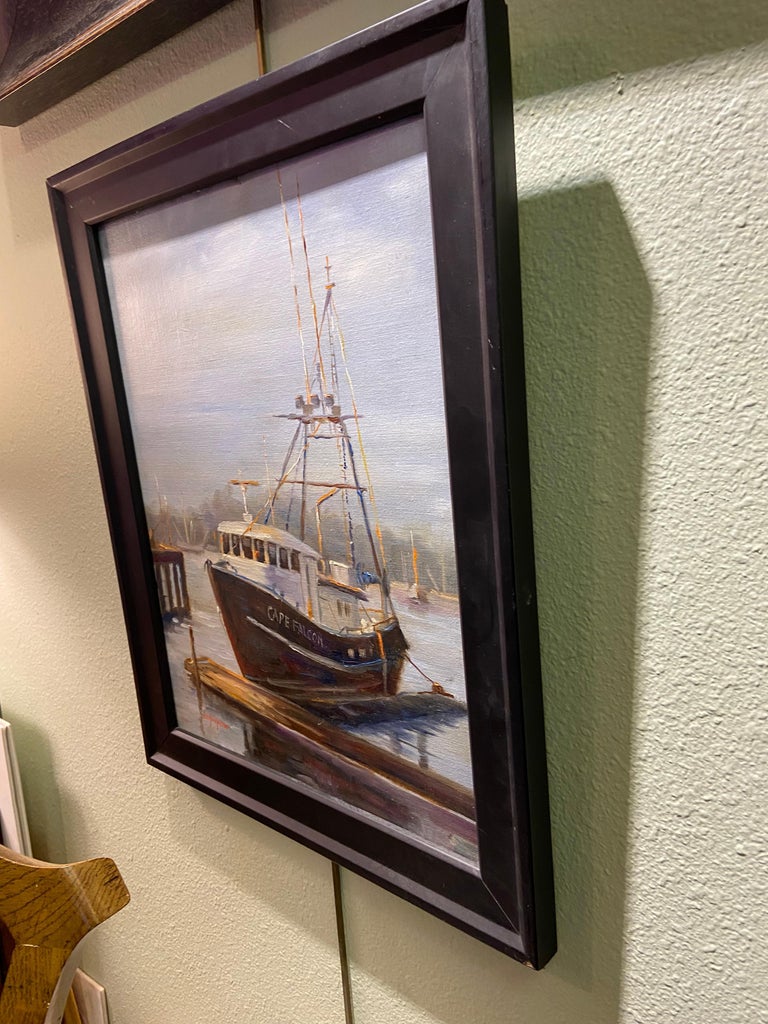 Cape Falcon Boat - Painting by Lu Haskew