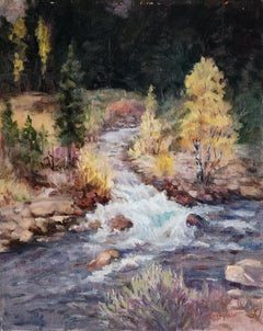 Flowing into the Big T, unframed oil on board, 20X16" landscape painting